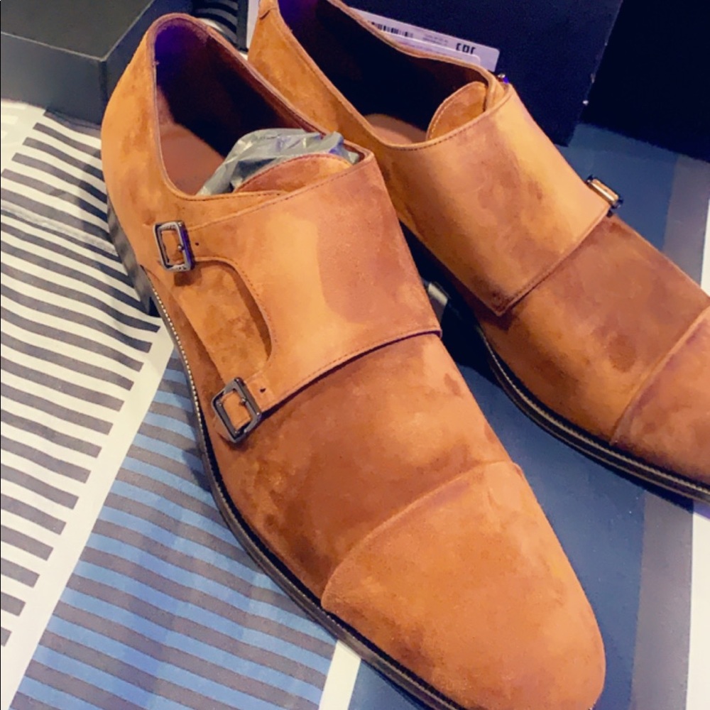 Brand NEW Hugo Boss Italian made suede Monk shoes